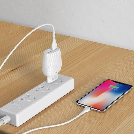 Мережевий зарядний пристрій Hoco C78A Max Energy 220V (10.5W, 5V/2.4A) на 2 USB-порти з кабелем USB - Type-C для Android / iPhone Одеса - фото 7