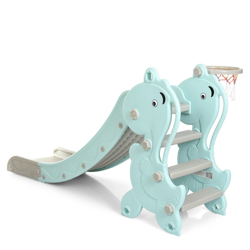 Дитяча гірка YG2020-2-1-4 пластик, з баскетбольним кільцем Вінниця - фото 2