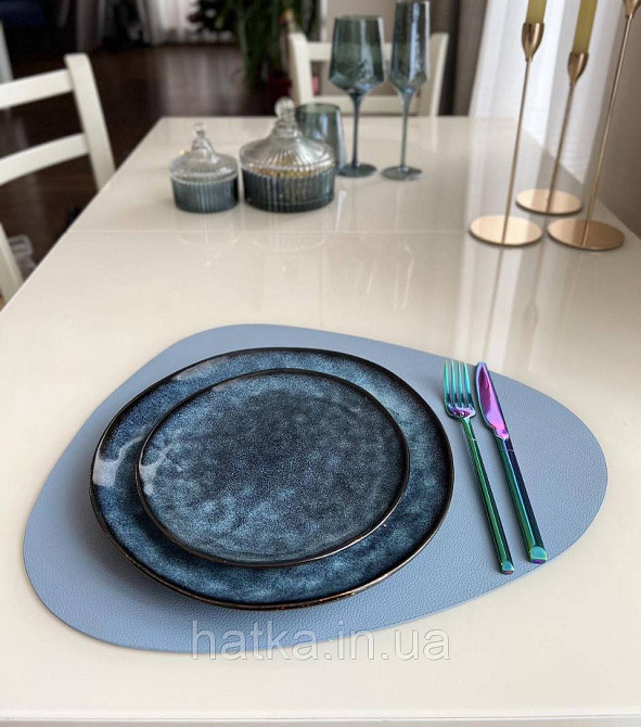 Тарілка Olens "Оушн" 20,5 см кераміка кругла синя для дому та ресторану 101-1004DB Київ - фото 3