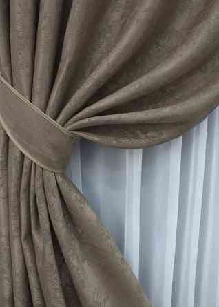 Комплект готовых штор VR-Textil Жаккард Sultan XO № 1486ш какао 100х270 см 2 шт (31-763) Киев