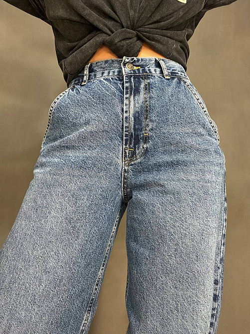 Джинси жіночі Its Basic 3097 SKATER jeans вільний крій банани широкі висока посадка косі кишені світло- сині, світло-синій, 36, 36, 75 см, 108 см Київ - фото 8