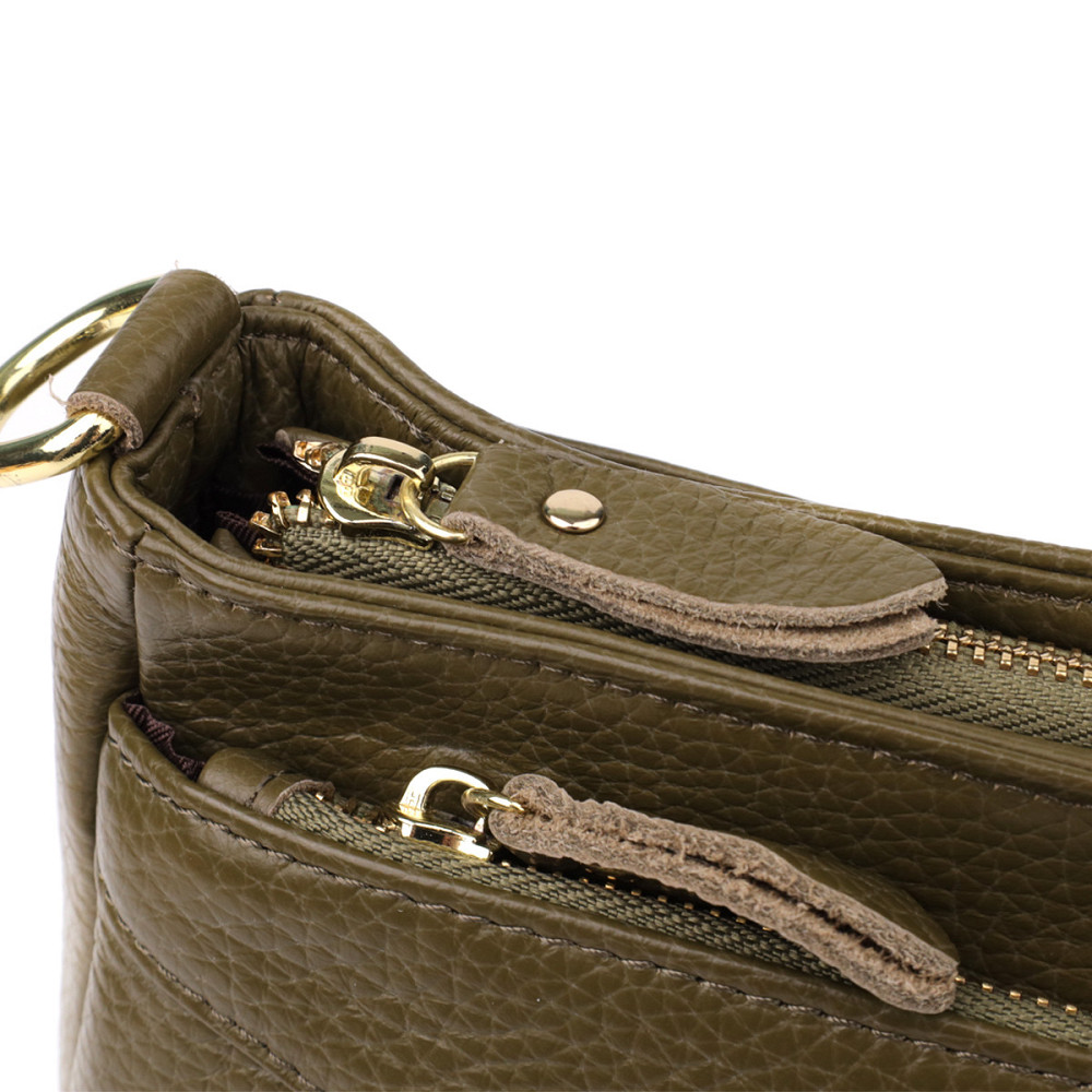 Стильна шкіряна сумка із щільним дном для жінок Vintage 22984 Оливковий Київ - фото 6