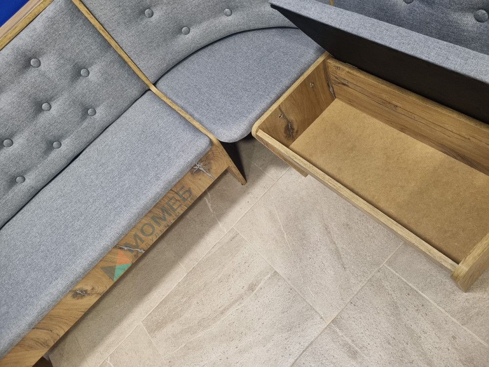 Комплект мягкий кухонный Семейный (уголок, стол, 2 табурета) 113,5х153,5 см ткань - ДСП Дуб Флагшток Львов - изображение 9