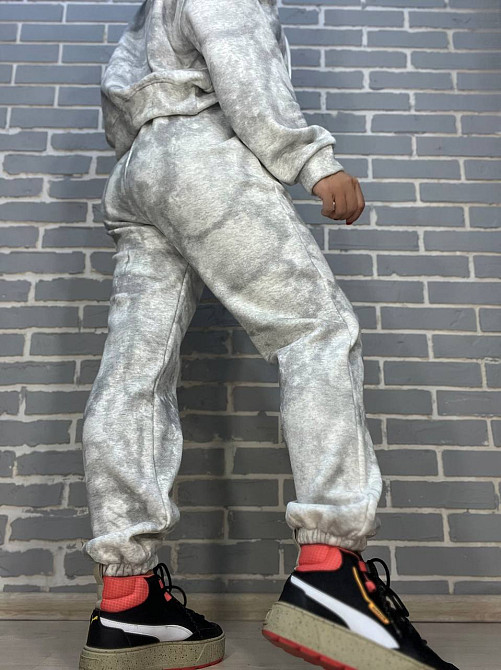 Костюм жіночий Joy One 98596 худі капюшон з джоггерами варений мармуровий утеплений білий, білий, M Київ - фото 2