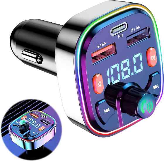 Автомобільний трансмітер Bluetooth Q5 BT5.0 RGB підсвітка PD18W.EQ Луцк