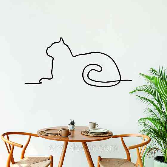 Декоративное настенное 3D Панно «Кот» Декор на стену с объемом 110*51 см, Черный Киев