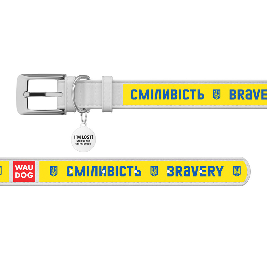 Нашийник для собак шкіряний WAUDOG Design з QR паспортом, малюнок "Сміливість", L, Ш 25 мм, Дов Коломия - фото 3