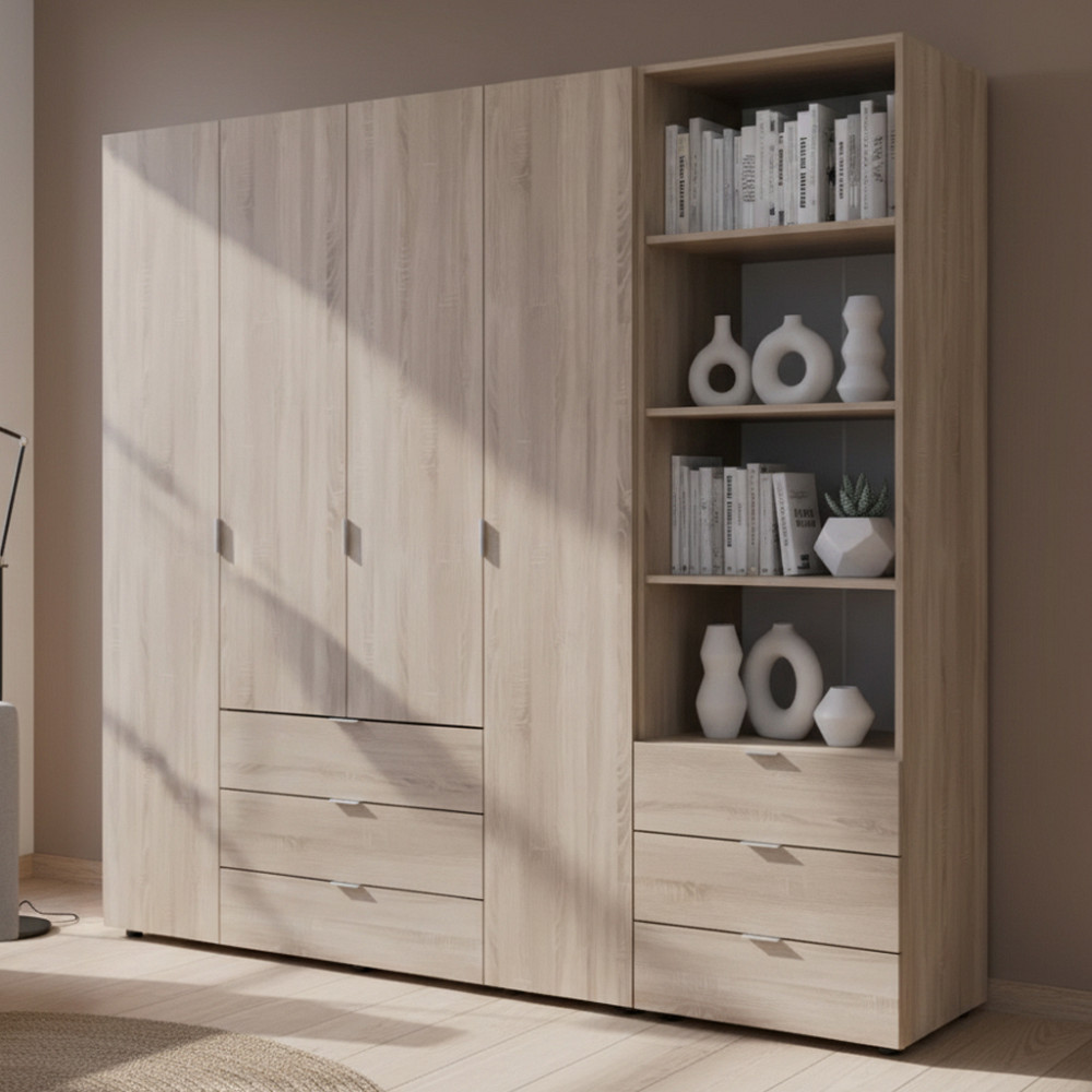 Шафа для одягу Doros Гелар Дуб сонома 4ДСП з пеналом 215х49.5х203.4 (DRS-011929) Дніпро - фото 1