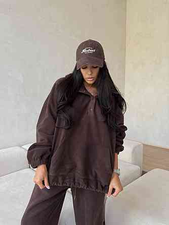 Женский теплый повседневный костюм двойка двойной флис Шоколад, 46 Одесса