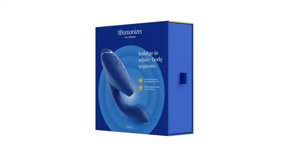 Подвійний вакуумний кліторальний стимулятор Womanizer Duo 2 - Blueberry, незалежні мотори Львів - фото 9