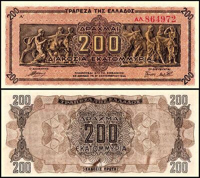 Греція / Греция / Greece 200000000 (200 million) Drahma 1944 Pick 131a UNC Полтава - изображение 1