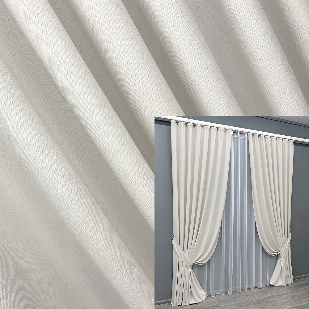 Комплект готовых штор VR-Textil Микровелюр Petek YL № 2020ш Молочный 200х290 см 2 шт (32-361) Киев - изображение 1