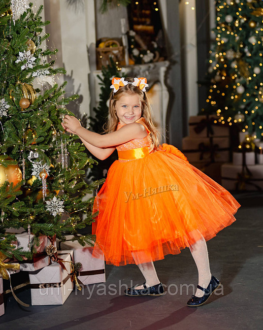 Оранжевое нарядное платье на девочку Королева Осени Лисичка Белочка Листик Апельсинка Кривой Рог - изображение 3