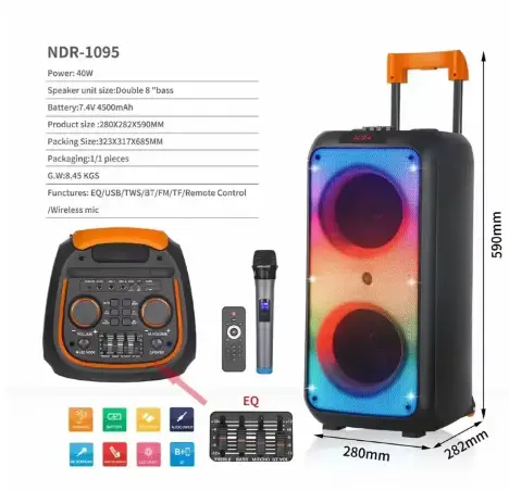 Портативна бездротова колонка NDR-1095 8 дюймів 6000Вт Вінниця - фото 7