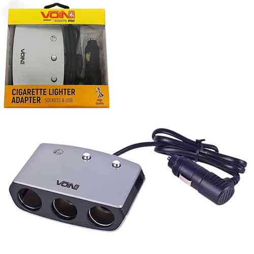 Автомобільний розгалужувач прикурювача VOIN 3 виходи + 1 USB 2400 mA 12/24V SC-3005 з проводом Харків