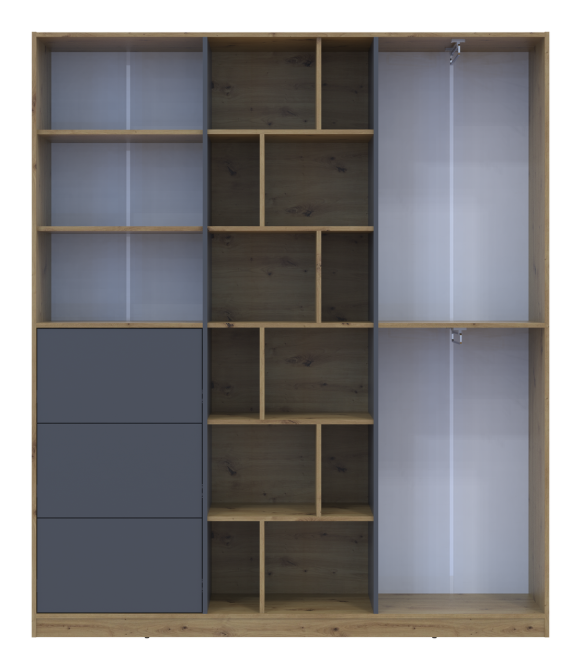 Шкаф для одежды Doros Морган Дуб Артизан/Графит ДСП/Ящики 180х38.5х210 DRS-011612 (42002256) Львов - изображение 3