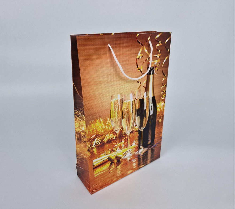 Великий паперовий пакет вертикальний 25/37/8 новорічний -020 (12 шт.) Харків - фото 1