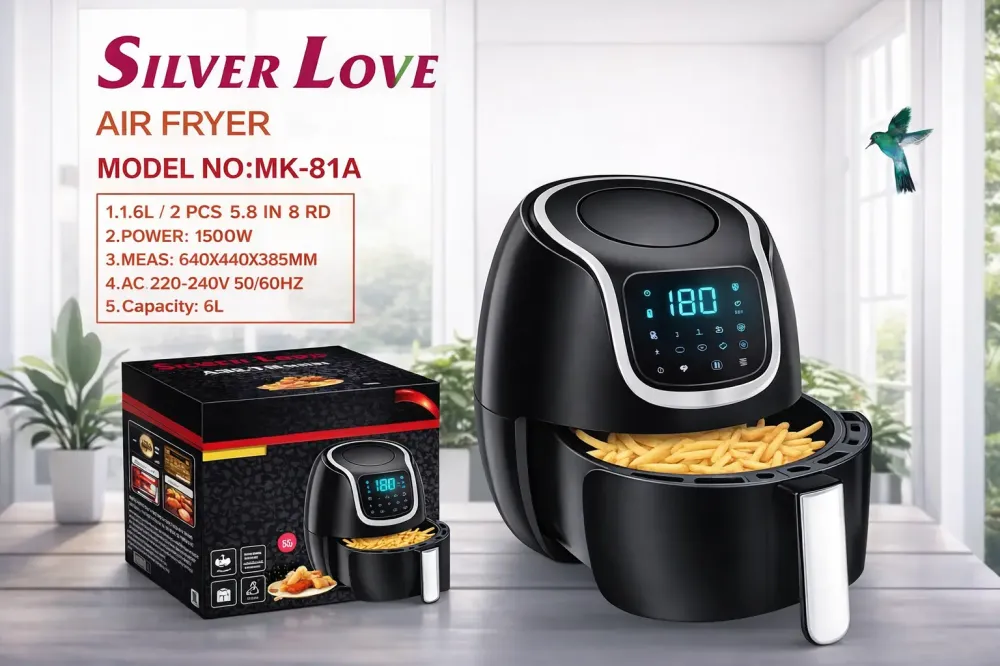 Воздушная фритюрница с кнопкоми Silver love MK-81-А 1500W, на 8 литров Коломия - фото 2