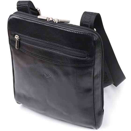 Цікава чоловіча сумка через плече з гладкої натуральної шкіри Tony Perotti 20855_1 (9137-20 nero) Чорний Київ