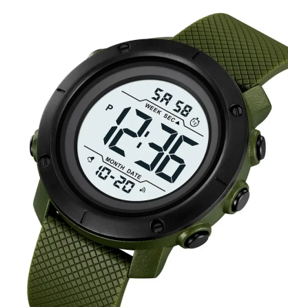 Чоловічий наручний годинник Skmei 2497 з каучуковим ремінцем (Зелений з білим) Вінниця