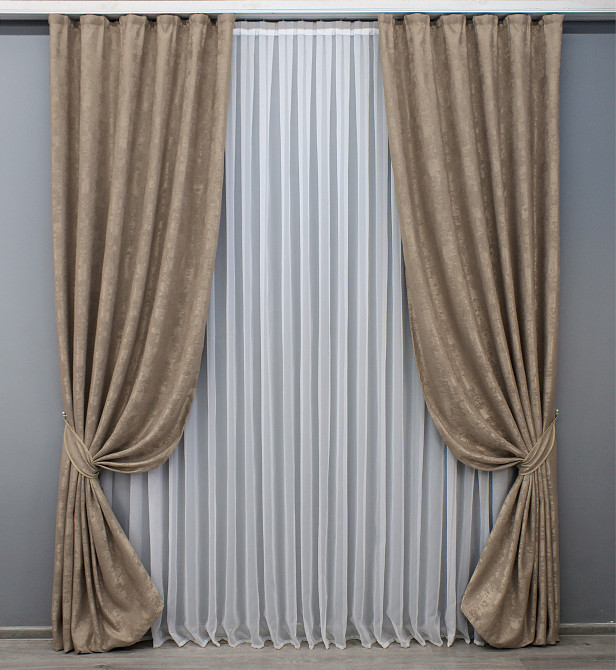Комплект готовых штор VR-Textil Жакард Sultan XO № 1682ш Какао 125х290 см 2 шт (39-0042) Киев - изображение 2