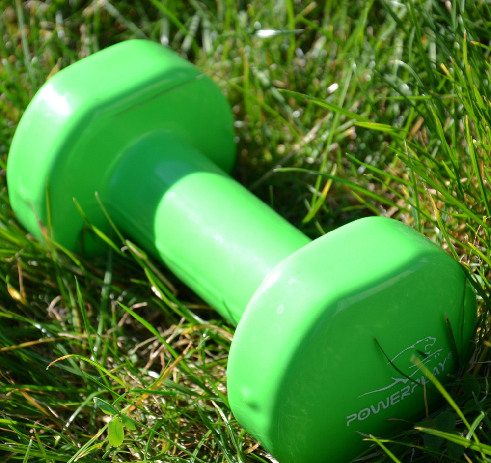 Гантель для занять фітнесом, аеробікою вінілова PowerPlay 4125 Achilles 3 кг, зелена 1 шт Київ - фото 8