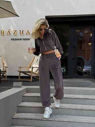 Жіночий велюровий костюм із плюш велюру Шоколадний 42/46 Харків