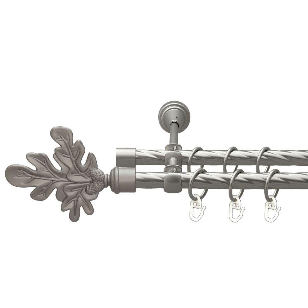 Карниз Orvit Листок Дуба металевий дворядний відкритий скручена труба кільце металеве Сатин 16\16 мм 300 см (00-00022856) Львів - фото 1