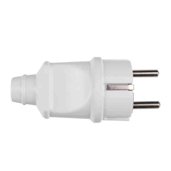 Вилка с заземлением прямая, белый Днепр