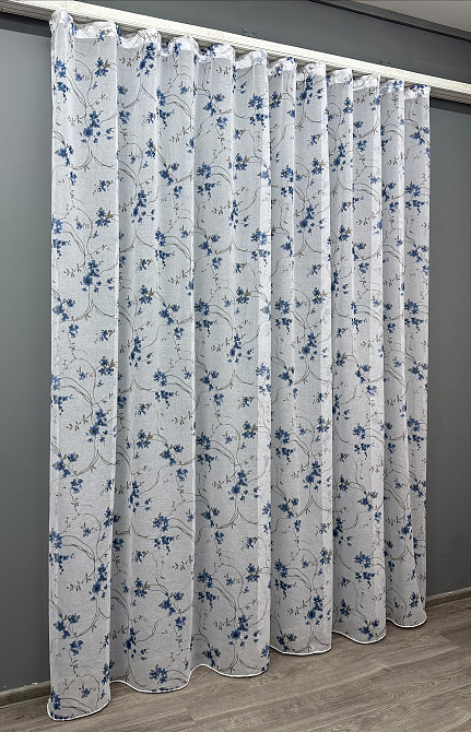 Тюль VR-Textil 1533т Flora Батист Білий із синьо-коричневим 300х270 см (42-0444) Київ - фото 3