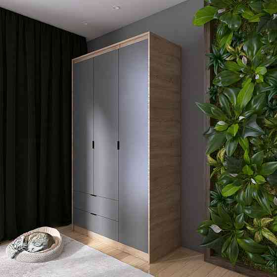 Шкаф распашной для одежды с выдвижными ящиками  (штанга - полки) Эверест Сити-1200 120,2х50х204,6 см Дуб сонома/Графит (DTM-071127) Львов