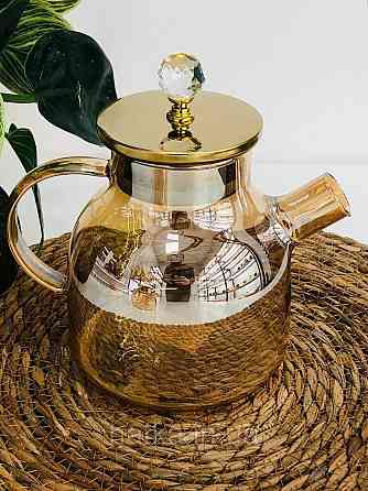 Чайник заварювальний Olens "Золота перлина" 1000 мл скляний із метал кришкою для дому та ресторану Київ