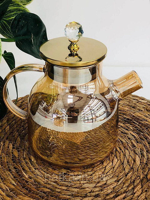 Чайник заварювальний Olens "Золота перлина" 1000 мл скляний із метал кришкою для дому та ресторану Київ - фото 1
