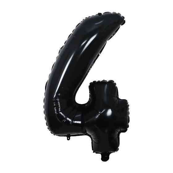 Шарик цифра 4 фольгированная 32 дюйма черный Киев
