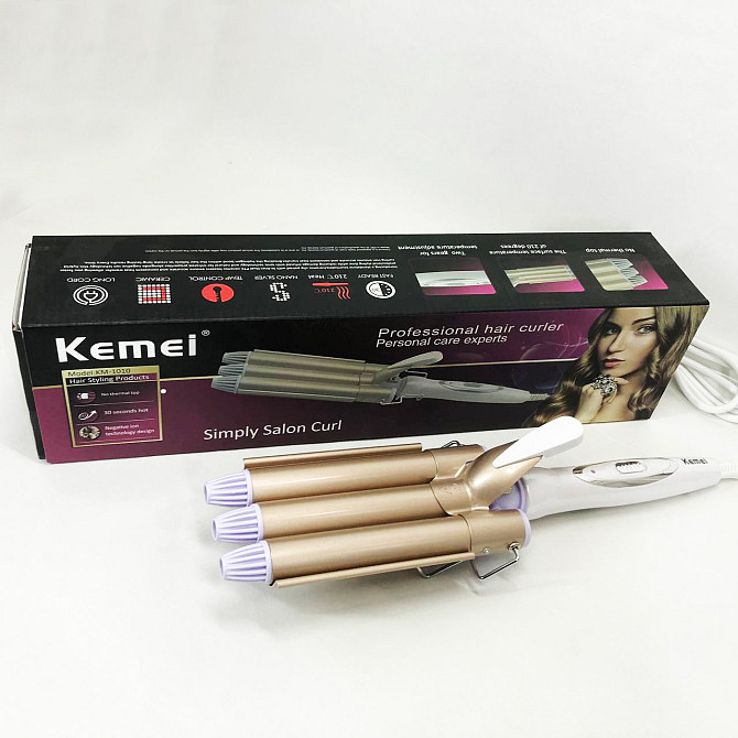 Плойка для гладких волос и локонов Kemei KM-1010, Плойка для кудрей для завивки прически EA-45 Киев - изображение 10
