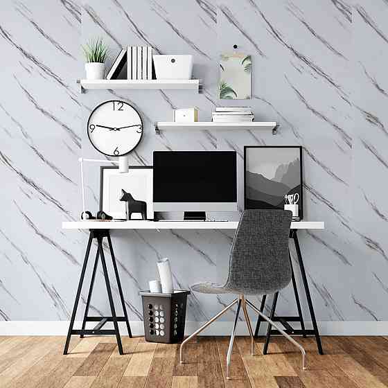 Самоклеюча вінілова плитка в рулоні 600х3000х2мм Білий мармур з прожилками Глянсова SW-00001285 Київ