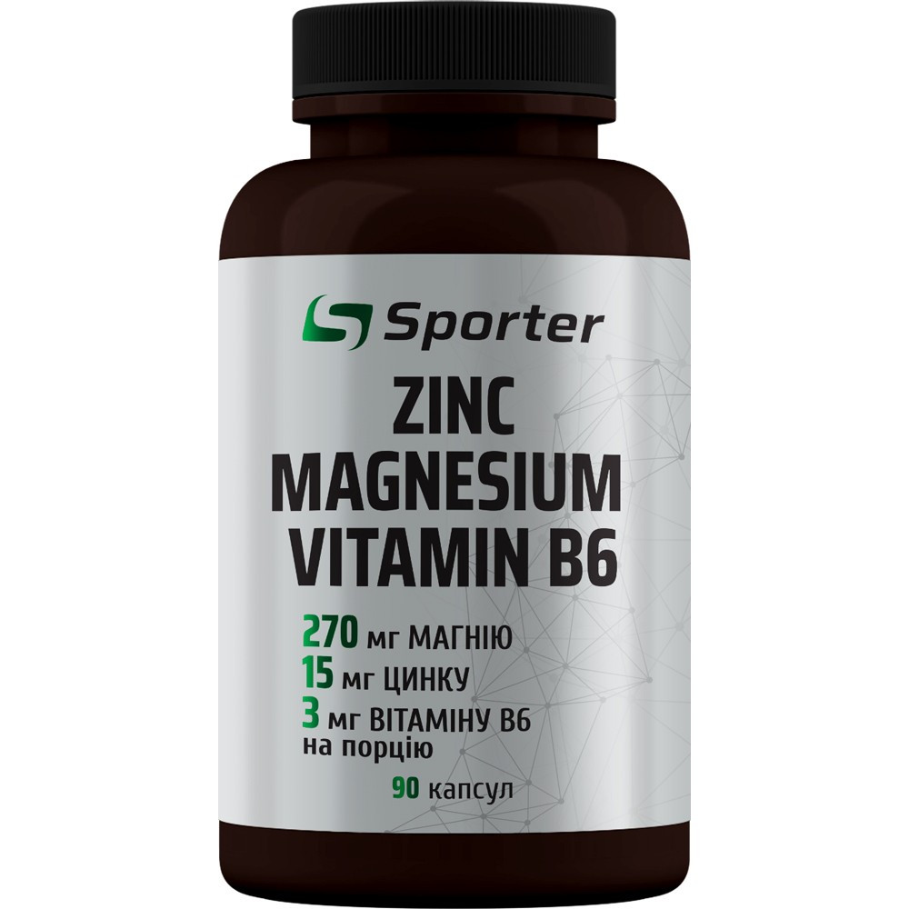 Цинк, магний и витамин B6 Sporter Zinc Magnesium Vitamin B6 90 капс Луцк - изображение 1