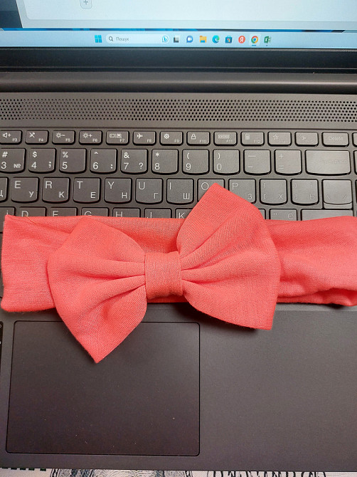 Повязка на голову детская широкая one size оранжевый кислотный Киев - изображение 2