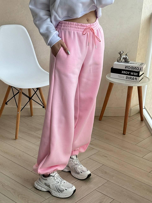 Женские повседневные джоггеры  качественная тринитка на флисе. Розовый Одесса - изображение 1