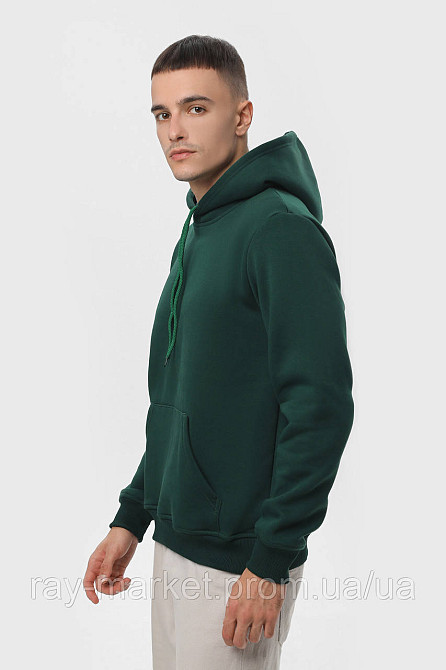 Худи мужское базовое утепленное RAY BASIC темно-зеленое (U0401M-Bottle Green) Киев - изображение 2