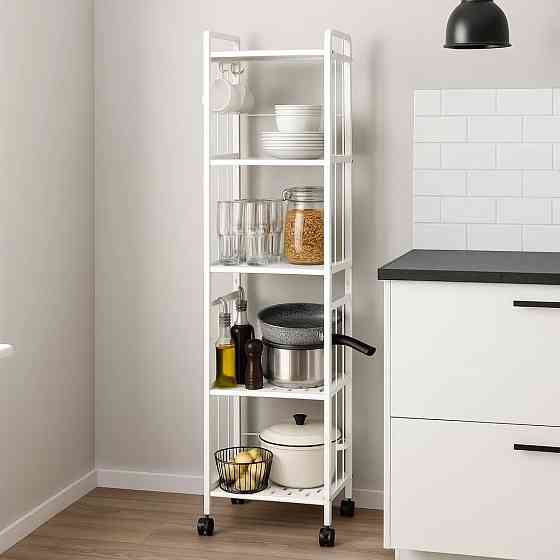 Стеллаж для кладовой,ванной комнаты,кухни полка напольная передвижная на колесах 5 ярусов 33х25х141 см Каменец-Подольский