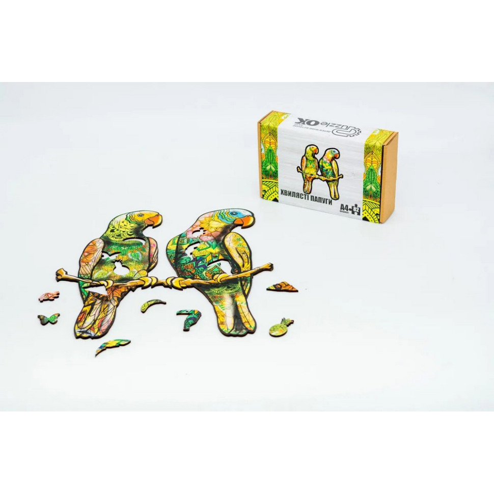 Фигурный деревянный пазл A4 Волнистые попугаи PuzA4-01212, 82 детали Винница - изображение 2