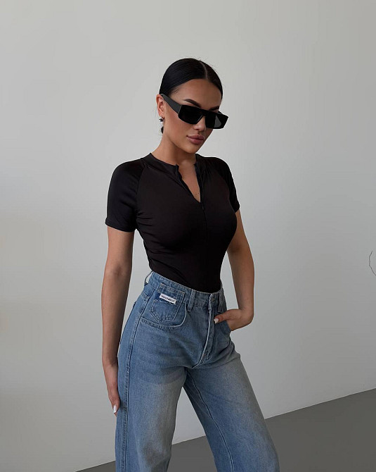 Жіночий базовий боді на блискавці мікродайвінг Чорний, 42/44 Одеса - фото 2