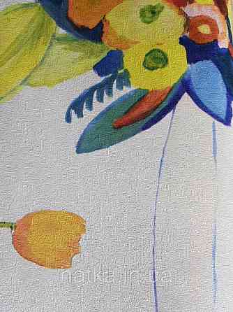 Шпалери вінілові Decoprint Breeze квіти у вазі жовті червоні сині на молочному акварель 0.53х10 м Київ