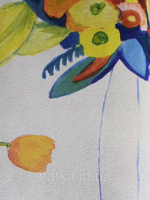 Шпалери вінілові Decoprint Breeze квіти у вазі жовті червоні сині на молочному акварель 0.53х10 м Київ - фото 3