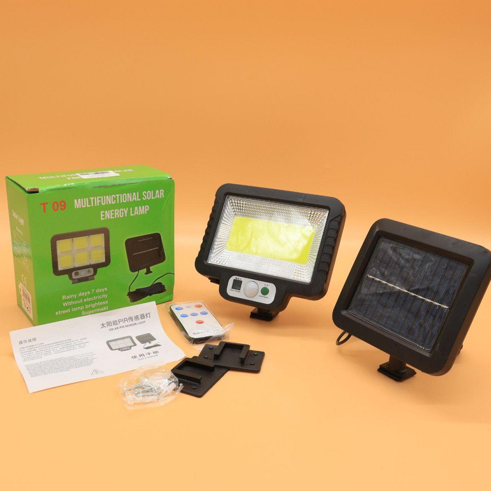 Вуличний ліхтар-прожектор із сонячною батареєю T-09 + пульт / Настінний led світильник з датчиком руху Київ - фото 10