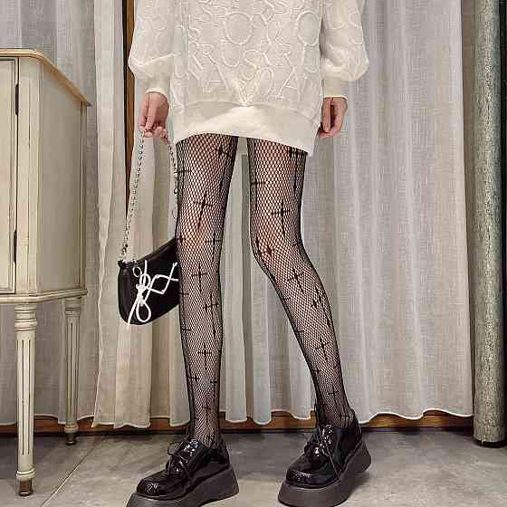 Колготки с крестами в сетку женские one size черный Киев