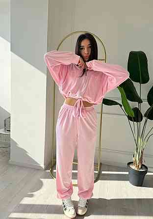 Женский плюшевый прогулочный костюмчик двойка: кофта и штаны плюшевый велюр Розовый, 46/48 Одесса