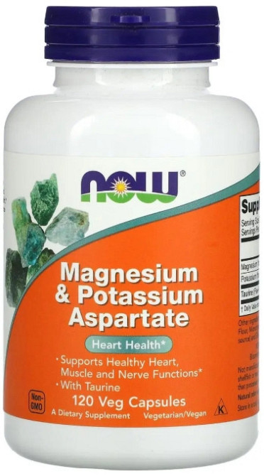 Магній та калій аспартат Now Foods Magnesium & Potassium Aspartate 120 вег капс Київ - фото 1