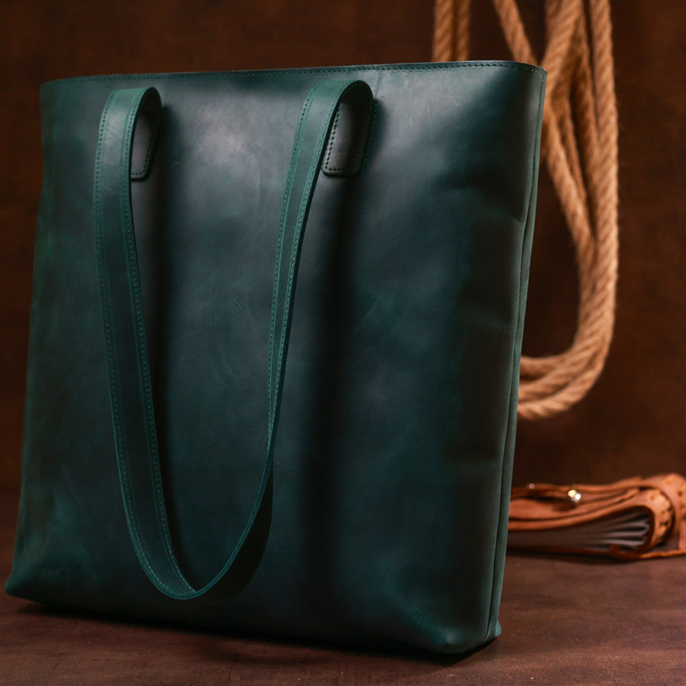Кожаная винтажная женская сумка Зеленый (SHVIGEL) Киев - изображение 3